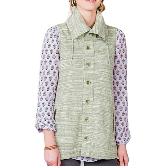 Matilda Jane Out The Door Pocket Button Up Vest Women's XS Green Ivory - Picture 7 of 7